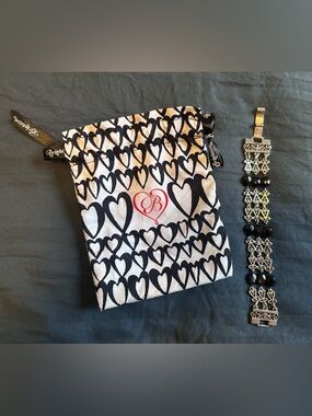 Brighton Black & Silver Tone Bracelet 6.5” length with duster pouch